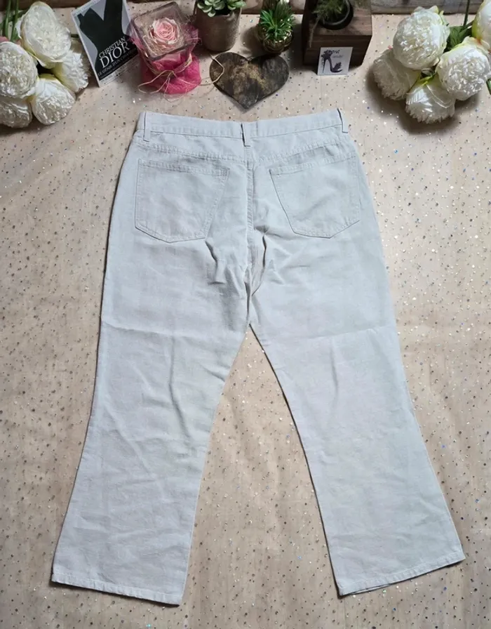Pantalon /jean’s en lin crème Ober taille 40 - photo numéro 4