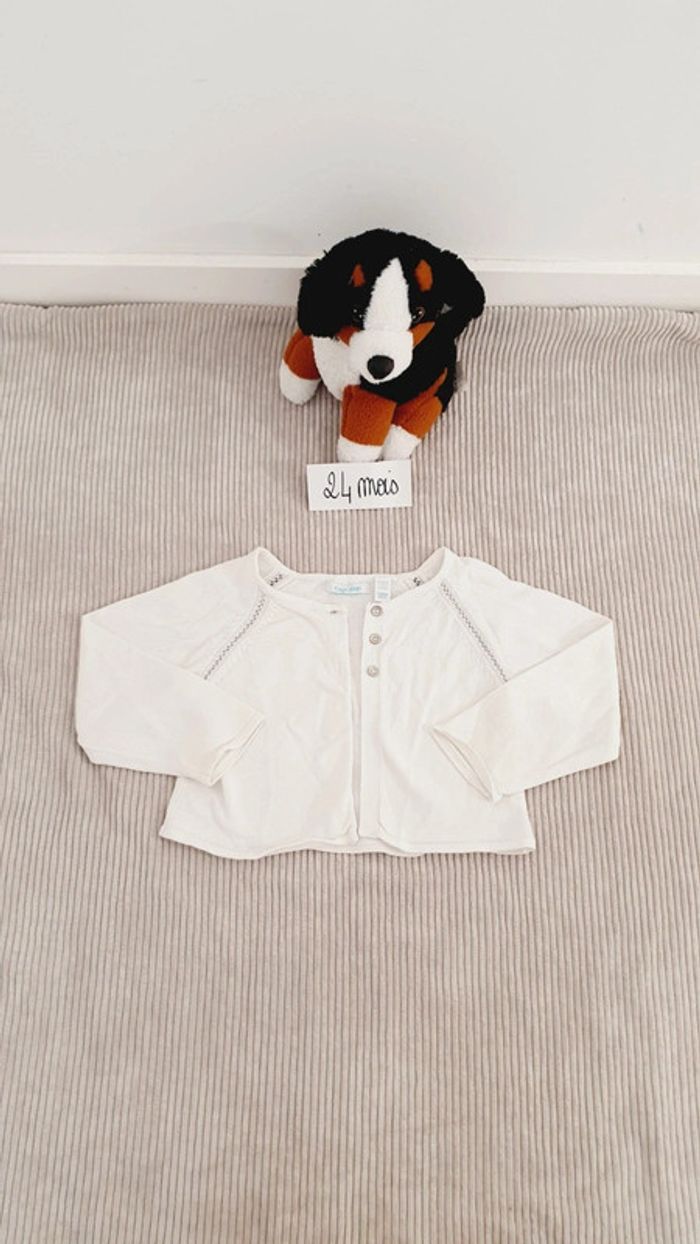 Gilet boléro à boutons blanc bébé fille 24 mois 2 ans Obaïbi
