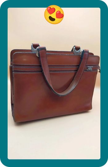 Sac à main vintage Nouveau Maroquinier, en cuir rigide, marron