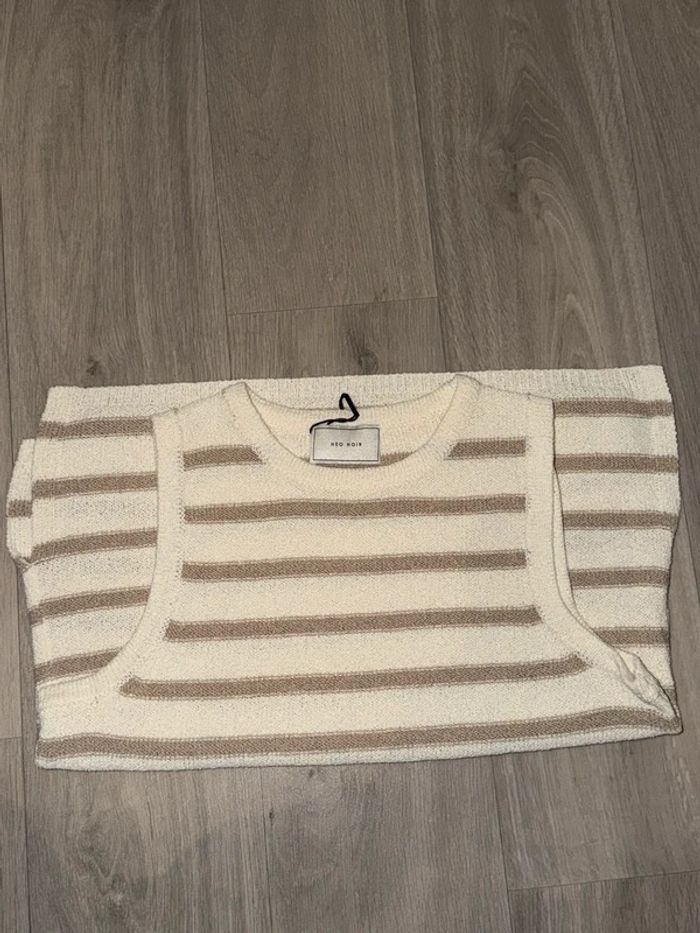Pull sans manches rayé Naf Naf – taille XS / 34 – neuf avec étiquette - photo numéro 7