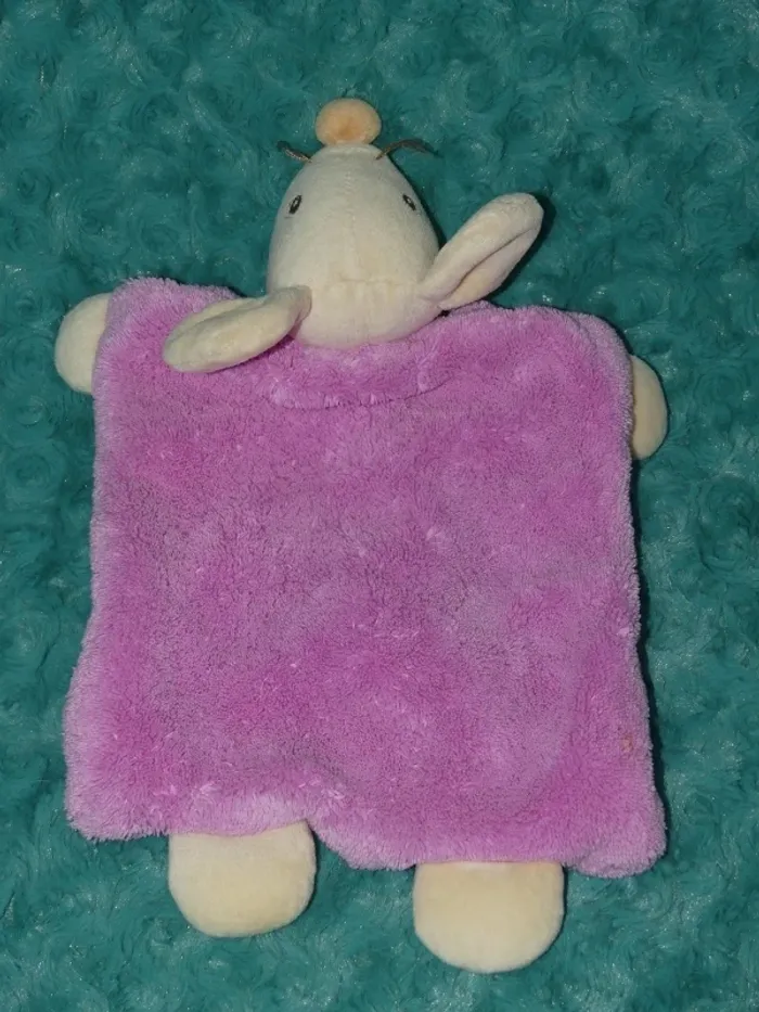 Doudou plat souris rose kaloo plume 🐭tbe - photo numéro 3