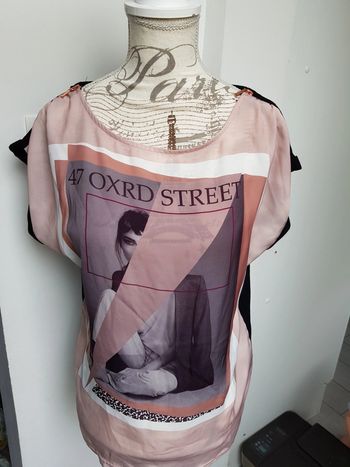 Magnifique haut bi matière motif et zip taille 36/38