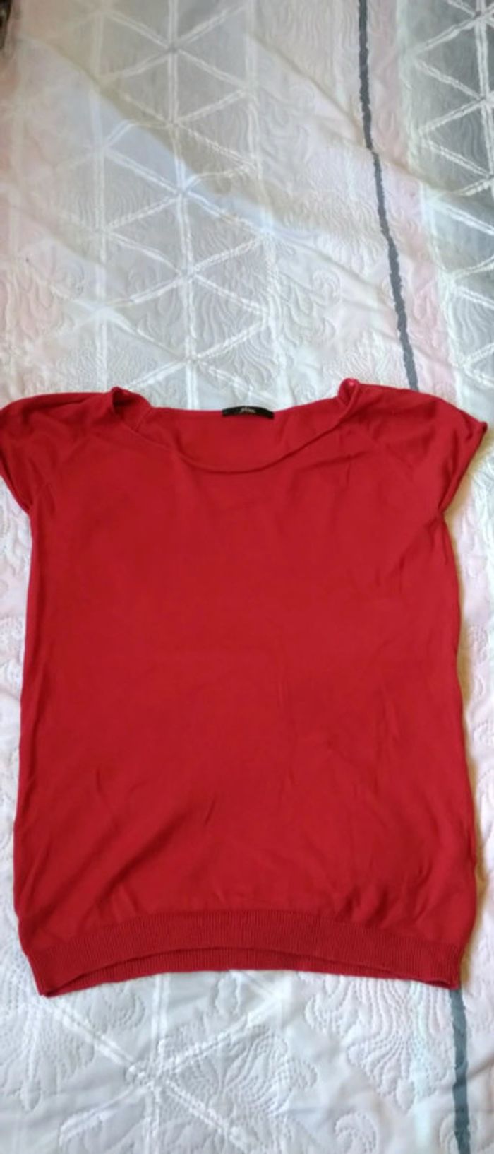 Pull manches courtes col rond rouge femme L mim - photo numéro 6