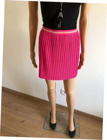 Jupe courte plissée rose et dorée JBC taille 34 excellent état