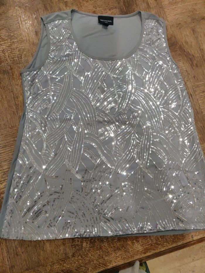 Débardeur grande taille sequins argentés taille XL