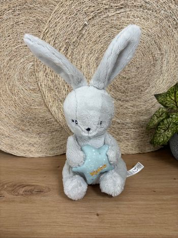 Doudou lapin gris étoile bleu musical kaloo