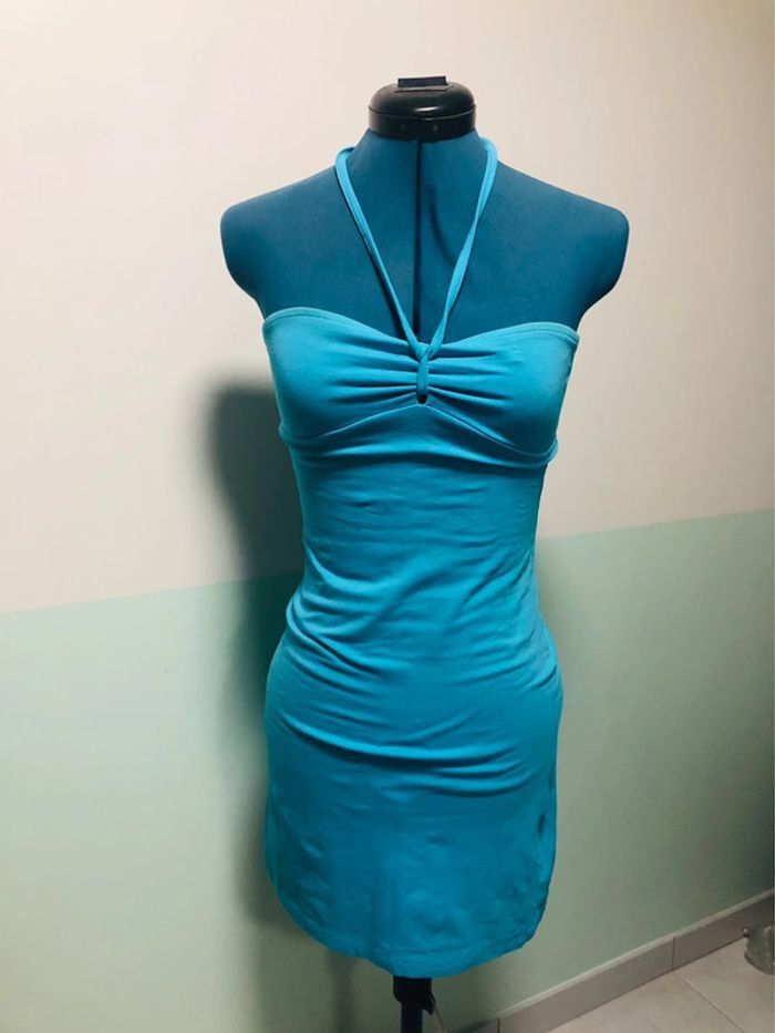 Robe bustier bleu turquoise moulante sexy plage 34 xs - photo numéro 3