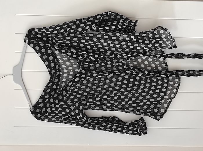Chemisier en soie noir et blanc à pois – Taille 40 - photo numéro 1