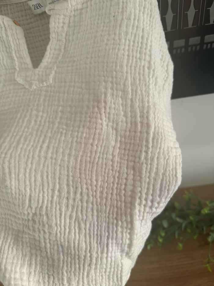 Blouse saharienne Zara blanche 5-6 ans - photo numéro 3
