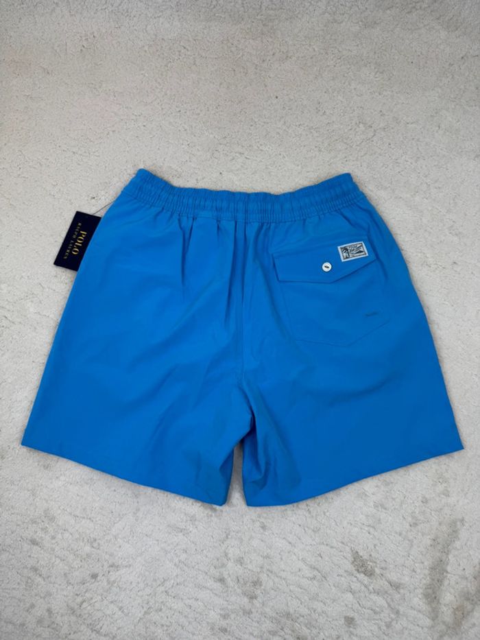 Short de Bain Ralph Lauren Bleu Uni Logo Brodé Neuf Taille S - photo numéro 5