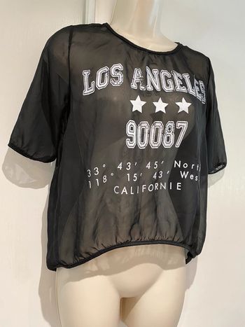 Top transparent taille 34, noir et blanc matière élastique