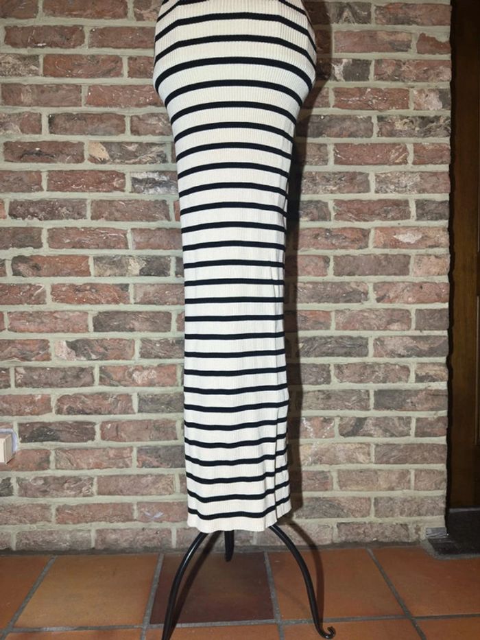 Robe longue rayée Bershka Taille M / 38 , dos croisé et fente - photo numéro 16