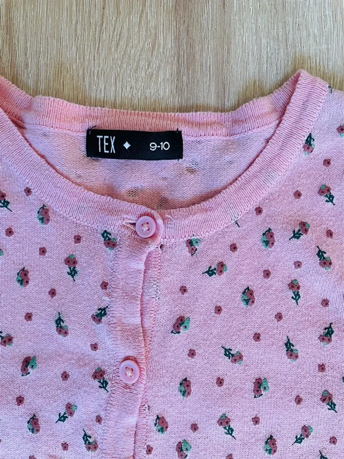 Gilet rose fleuri Tex 9-10 ans - photo numéro 5