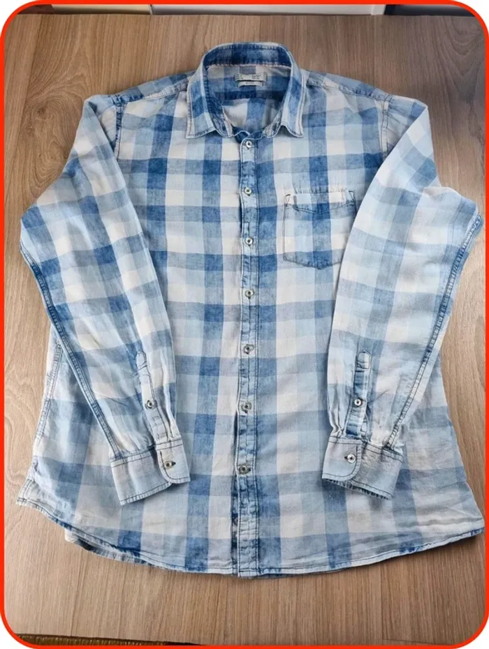 Chemise à rayures bleu et blanc Celio Taille L - photo numéro 2