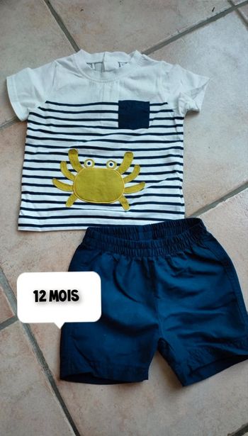 Ensemble short tshirt crabe jaune