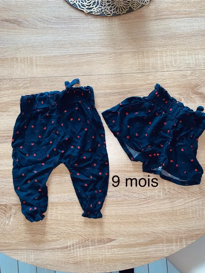 Pantalon et short assortis - 9 mois