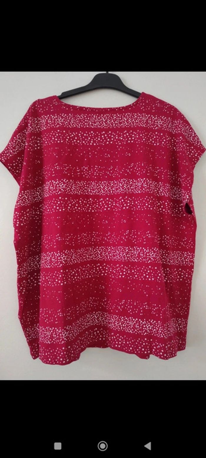 Blouse bordeau/rouge à points blancs taille 52 - photo numéro 2
