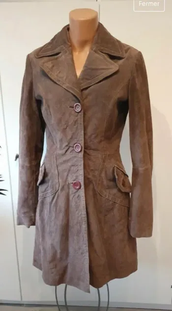 Veste longue en croûte de cuir 34/3
