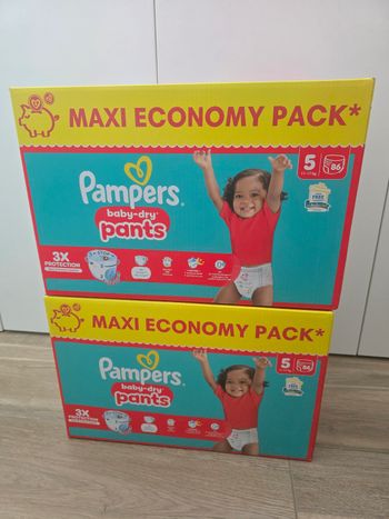 2 Maxi Pack Couches Baby-Dry Pants Pampers Taille 5