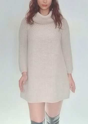 Robe pull col roulé crème TU