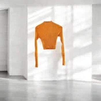 Pull Court Côtelé en Laine Orange💎 sister 36💎
