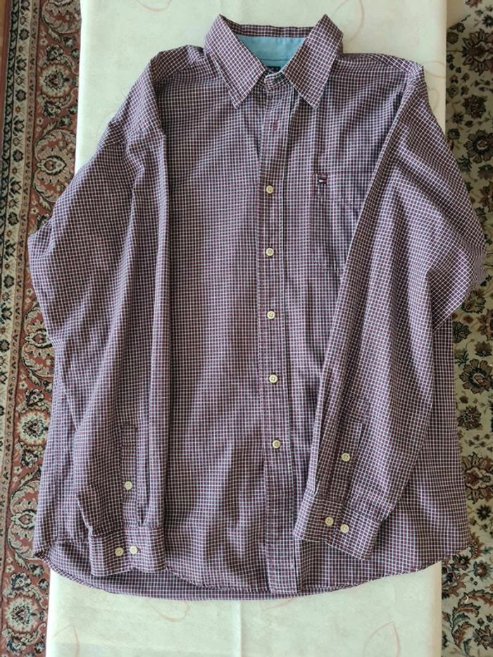 Chemise à carreaux bleu et rouge homme Tommy Hilfiger taille L