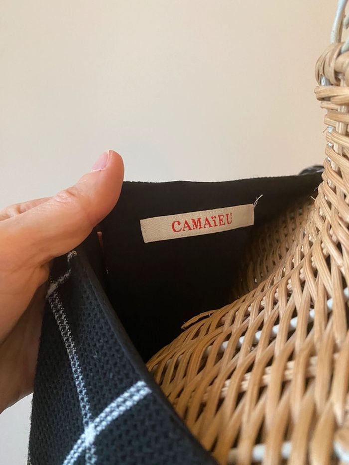 Tee shirt Camaïeu noir et blanc à gros carreaux taille 36/38 - photo numéro 3