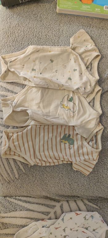 Lot 3 body manches courtes dinosaure garçon 3 mois