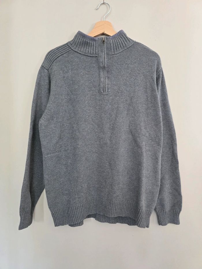 Pull Dockers gris col montant zippé coton doux homme taille M - photo numéro 2