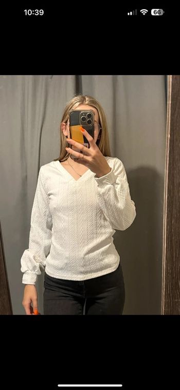 Haut blanc col V Shein S