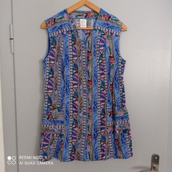 Tablier bleu à motifs t42 vintage