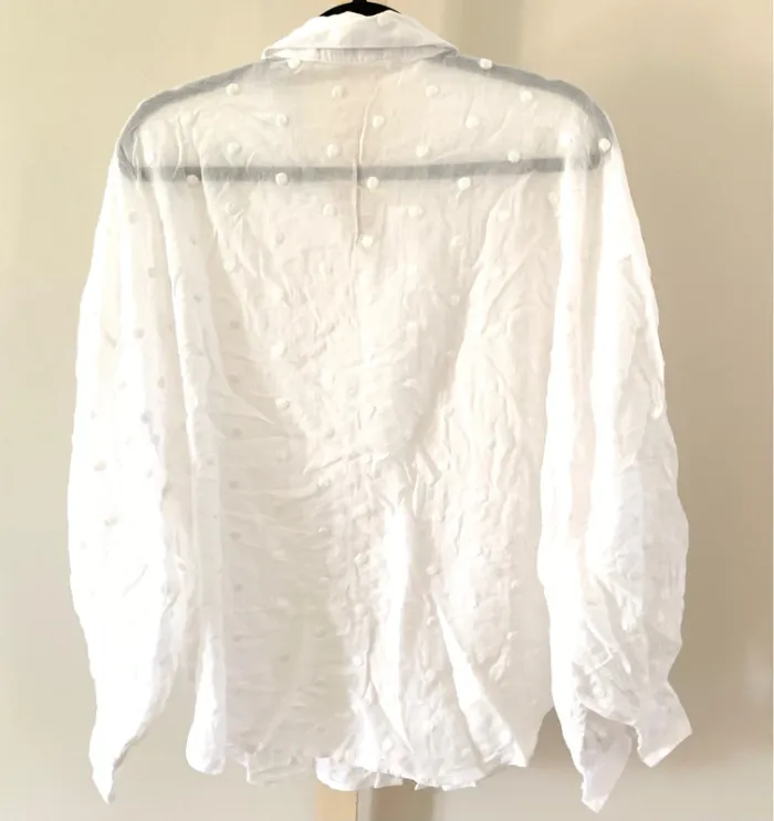 🤍 Chemise blanche Pull&Bear à pois – Taille M – Légère et chic - photo numéro 3