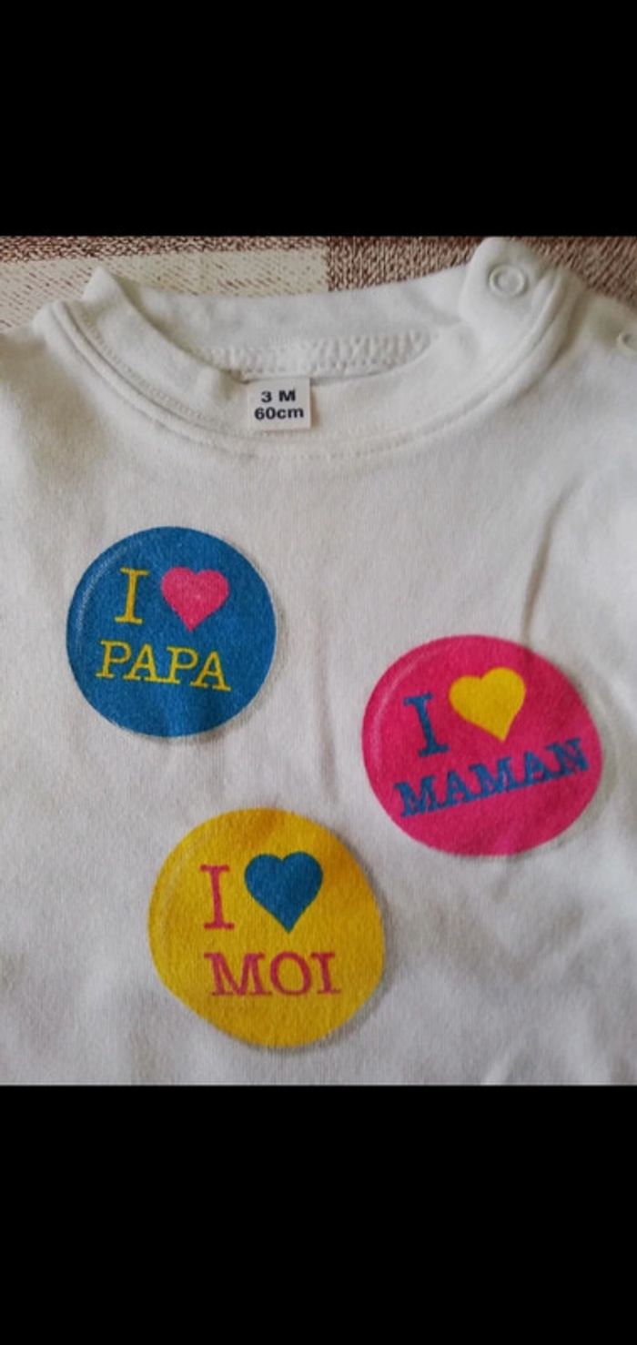 Tee shirt 3 mois blanc manches courtes - photo numéro 2