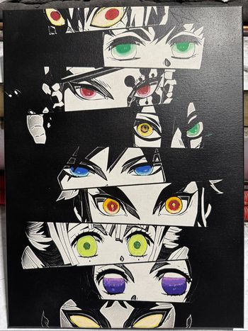 Tableau regards collectors – Demon Slayer série limitée toile 30x40 cm