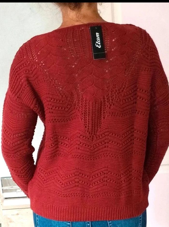 Pull ample  ajouré en maille -  Rouille  -  Etam  XS  - Neuf  étiquette - photo numéro 2