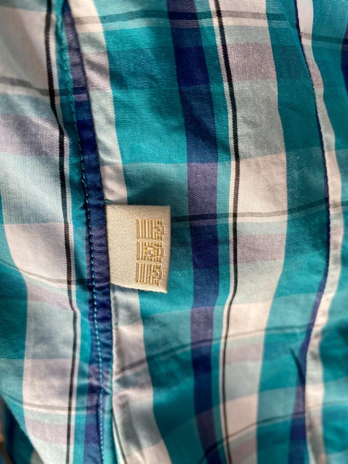 Chemise Serge Blanco à carreaux vert bleu blanc taille M - photo numéro 7