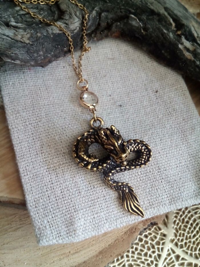 Collier dragon de feu et connecteur en cristal de quartz - photo numéro 3