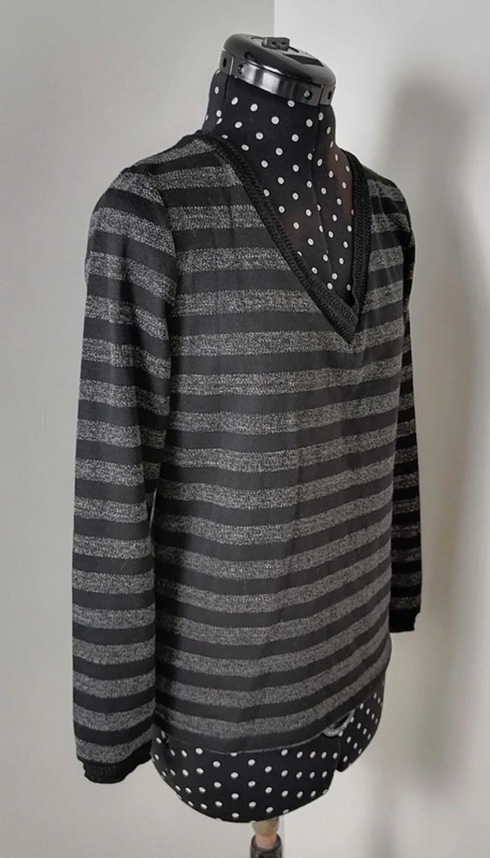 Pull léger rayures noir gris Taille S It Hippie - photo numéro 3