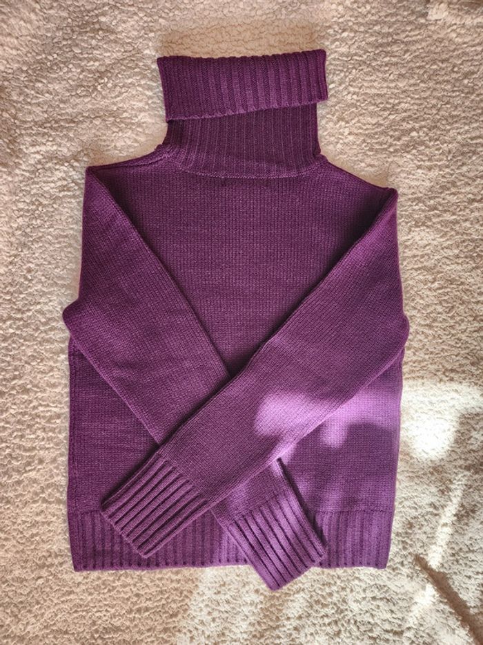 Pull violet col roulé T.XS/34
