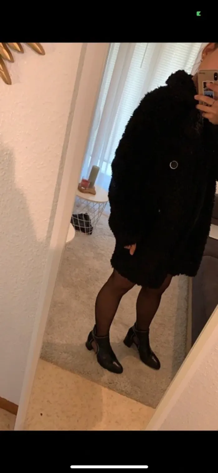 Manteau moltoné noir - photo numéro 3
