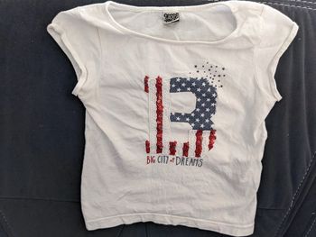 T-shirt fille 4 ans Amérique états unis perles dentelles
