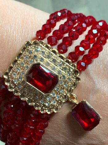 Collier Ras de cou en perle de cristal rouge