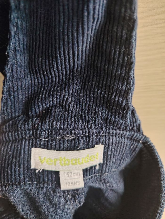 Short salopette, Verbaudet, 12 ans (152 cm), marine velours côtelé, volanté vers le haut poches - photo numéro 3