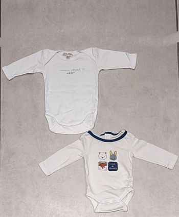 Lot de 2 bodies manches longues garçon - taille 1 mois