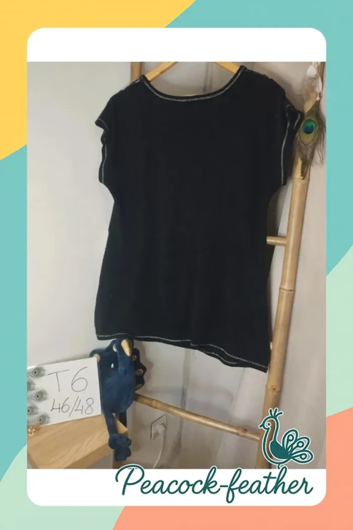 Pull sans manches noir gris T6 - photo numéro 6