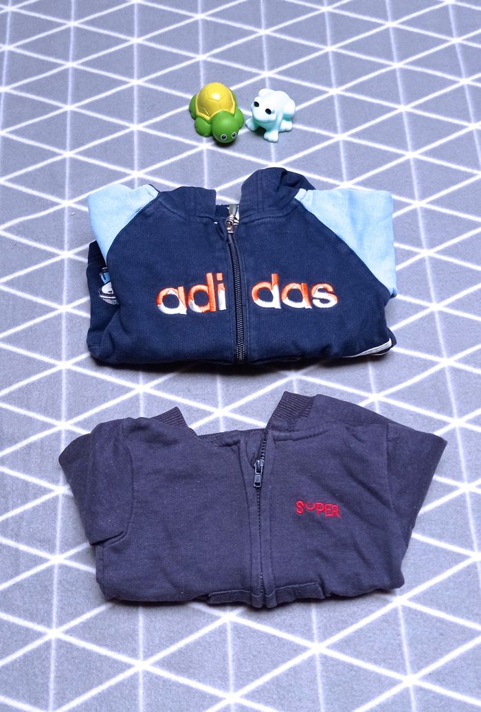 🦁 2 vestes zippées à capuche, 6 mois
