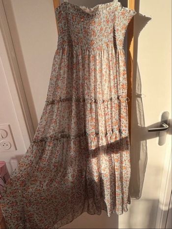 Longue robe verte à motif fleurs