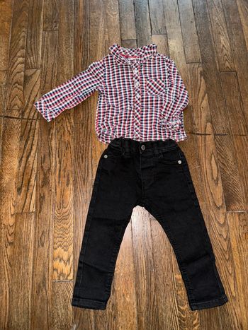 Chemise sergent Major et jeans Zara 18 mois