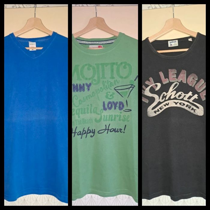 Lot de 3 T-shirts homme L avec petits défauts voir photos et légère décoloration de pliage