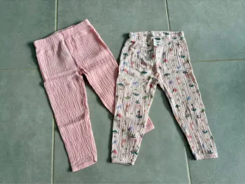 Lot de 2 pantalons fluides gaze de coton 86/92 cm